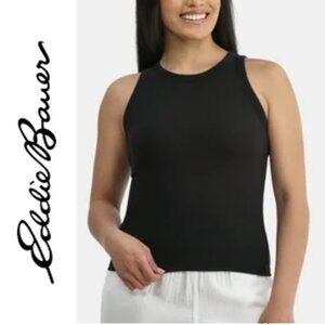 Eddie Bauer Women's Medium Black Travex Racerback Ribbed Fitted Tank Top